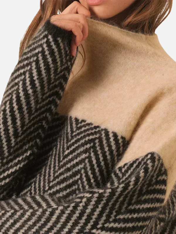 Camilla | Roll Neck Jumper with Herringbone Pattern
