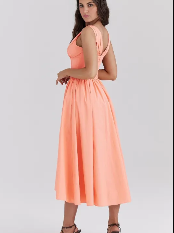 Ariana - V-Neck Corset Flare Midi Dress