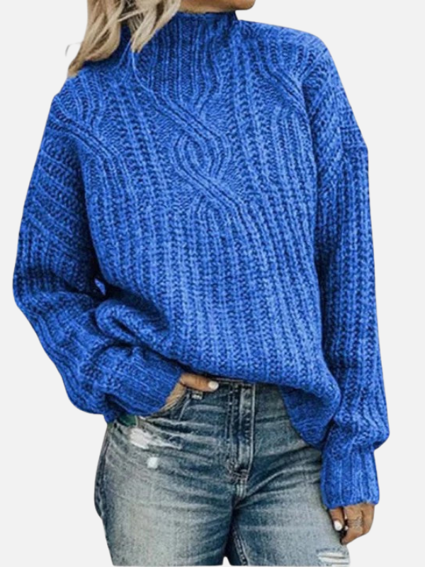 Kirsten | Twisted Cable Knit Jumper with High Neck