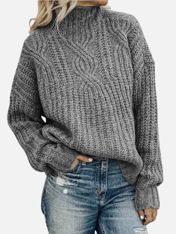 Kirsten | Twisted Cable Knit Jumper with High Neck