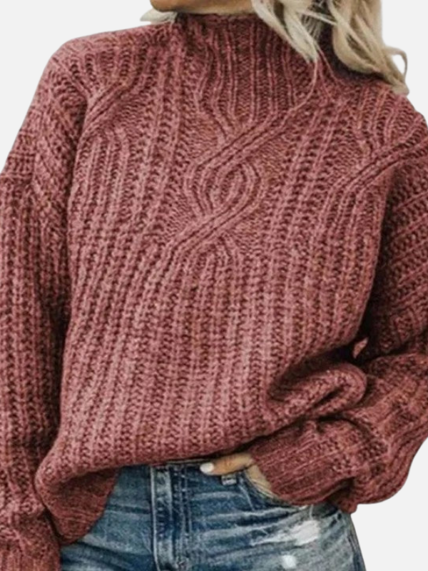 Kirsten | Twisted Cable Knit Jumper with High Neck