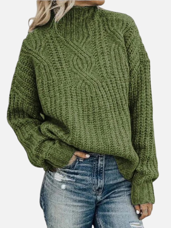 Kirsten | Twisted Cable Knit Jumper with High Neck