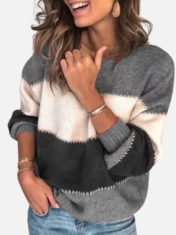 Kirsten | Striped Knit Sweater with Round Neck