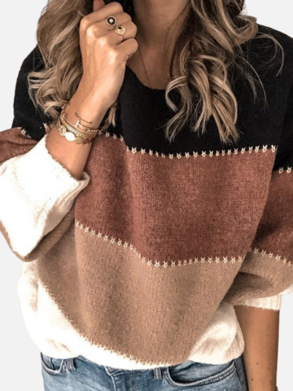 Kirsten | Striped Knit Sweater with Round Neck
