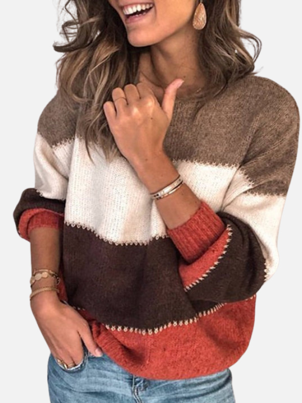 Kirsten | Striped Knit Sweater with Round Neck