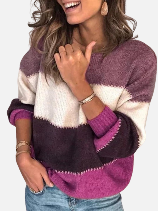Kirsten | Striped Knit Sweater with Round Neck