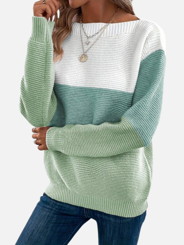 Anne | Colourblock Knit Jumper with Boat Neck