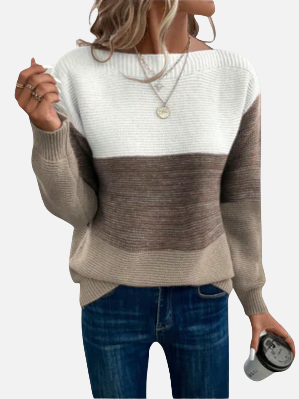 Anne | Colourblock Knit Jumper with Boat Neck