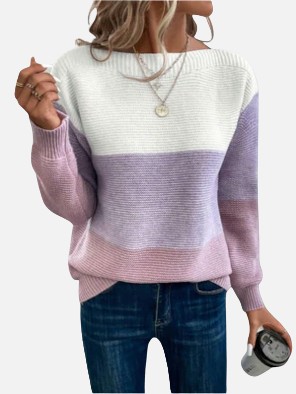 Anne | Colourblock Knit Jumper with Boat Neck