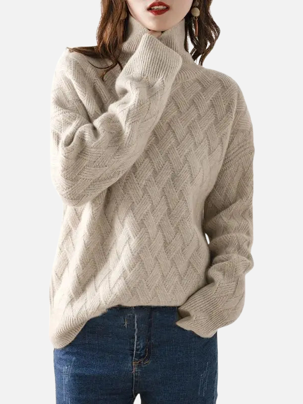 Helle | Knitted Jumper with Braided Pattern and Roll Neck