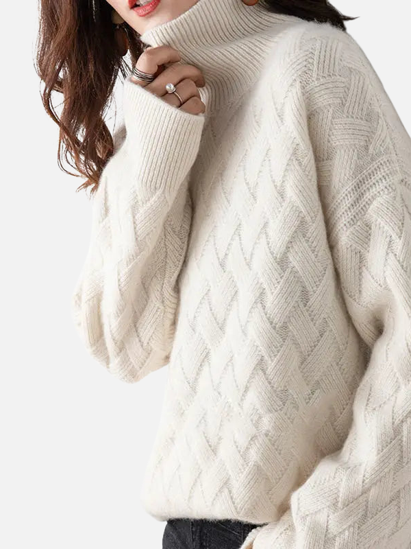 Helle | Knitted Jumper with Braided Pattern and Roll Neck