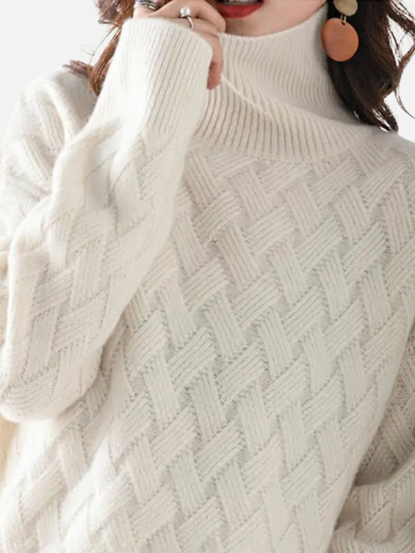 Helle | Knitted Jumper with Braided Pattern and Roll Neck