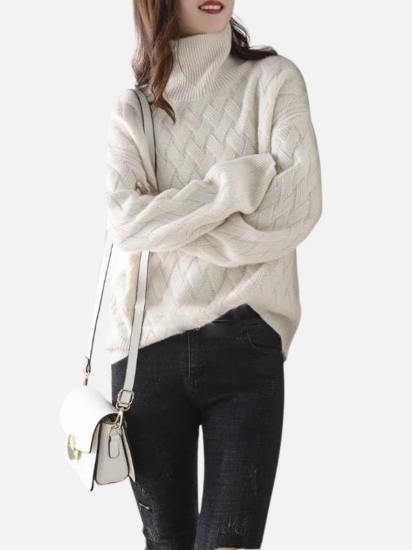 Helle | Knitted Jumper with Braided Pattern and Roll Neck
