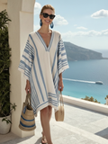 Serenella | V-Neck Dress with Wide Sleeves in Knee-Length