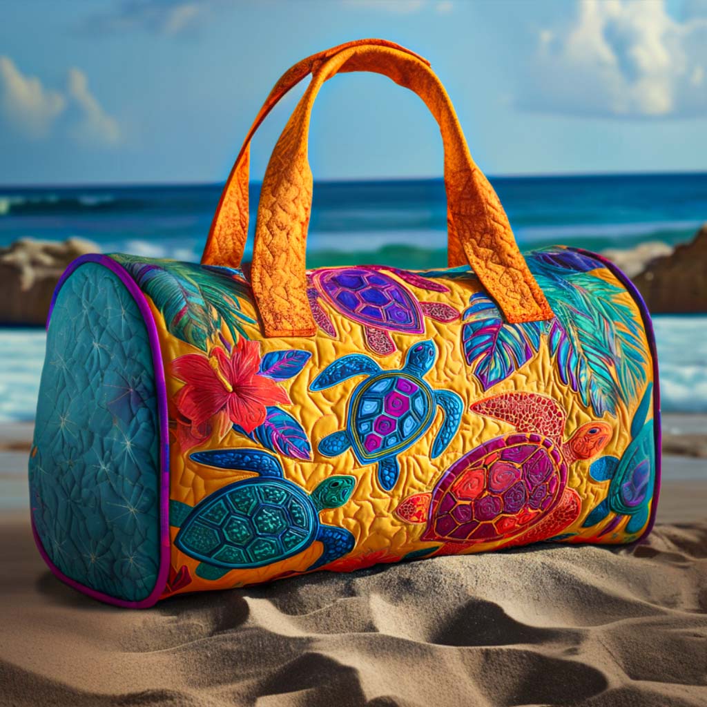 Quilted Travel Bag - Colorful Turtles