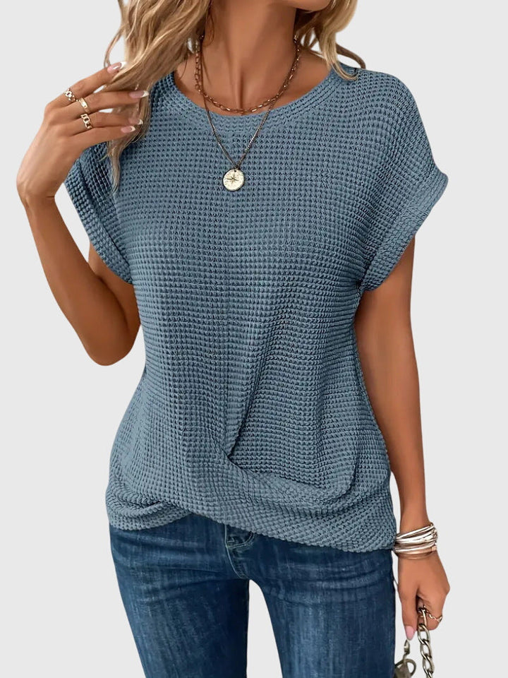 Pia | Waffle Knit Blouse with Round Neck