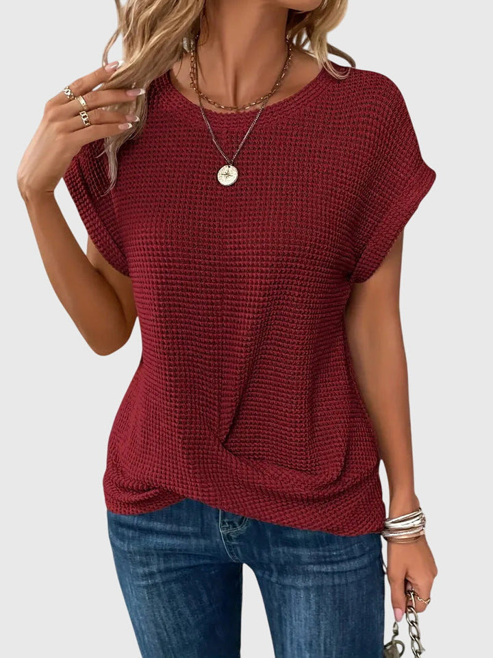 Pia | Waffle Knit Blouse with Round Neck