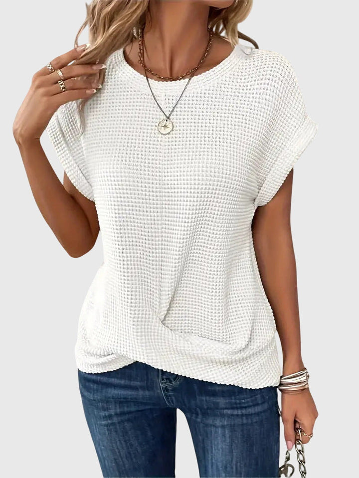 Pia | Waffle Knit Blouse with Round Neck