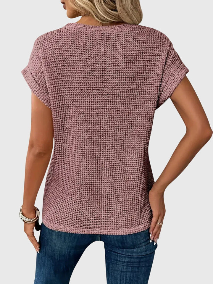 Pia | Waffle Knit Blouse with Round Neck
