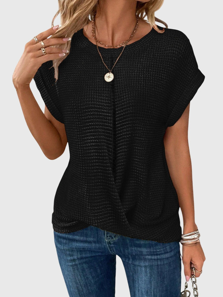 Pia | Waffle Knit Blouse with Round Neck