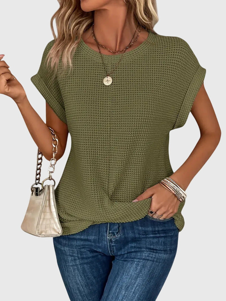 Pia | Waffle Knit Blouse with Round Neck