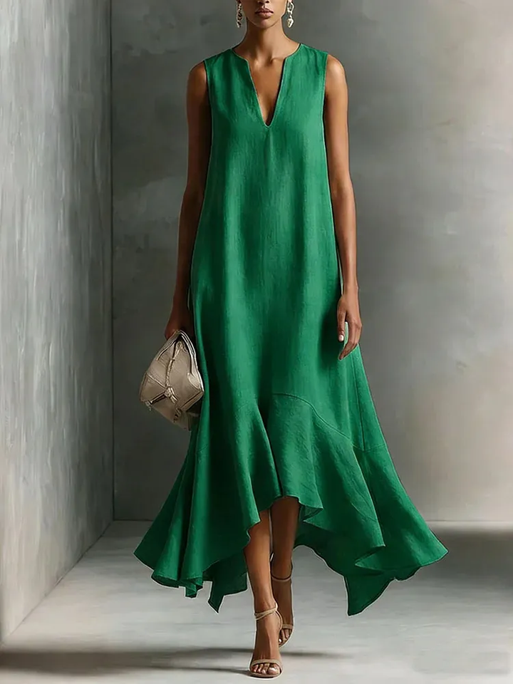 Astra - Sleeveless Maxi Dress with V-Neck