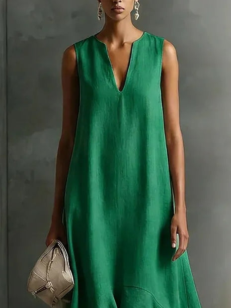 Astra - Sleeveless Maxi Dress with V-Neck