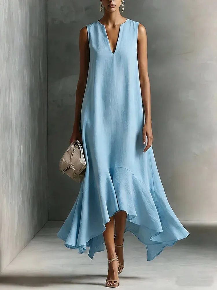 Astra - Sleeveless Maxi Dress with V-Neck
