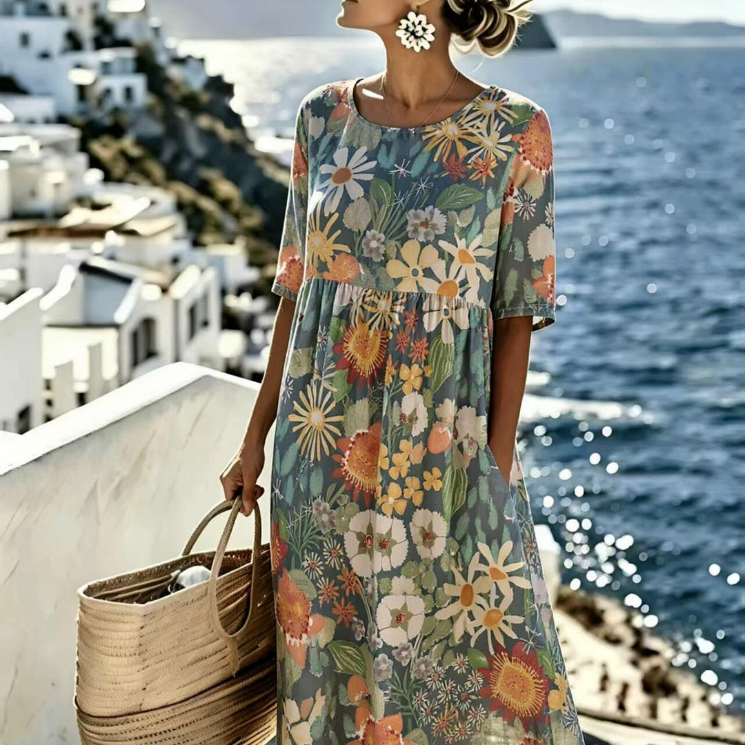 Evie™ - Elegant Floral Dress for Summer in Midi Length