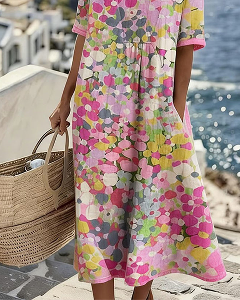 Elena™ - Elegant Floral Dress for Summer in Midi Length