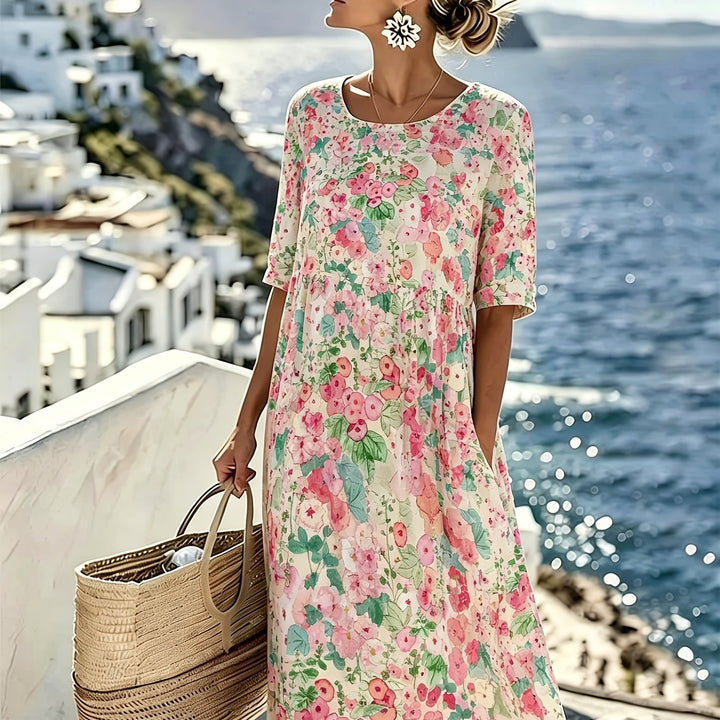 Lily™ - Elegant Floral Midi Dress for Summer