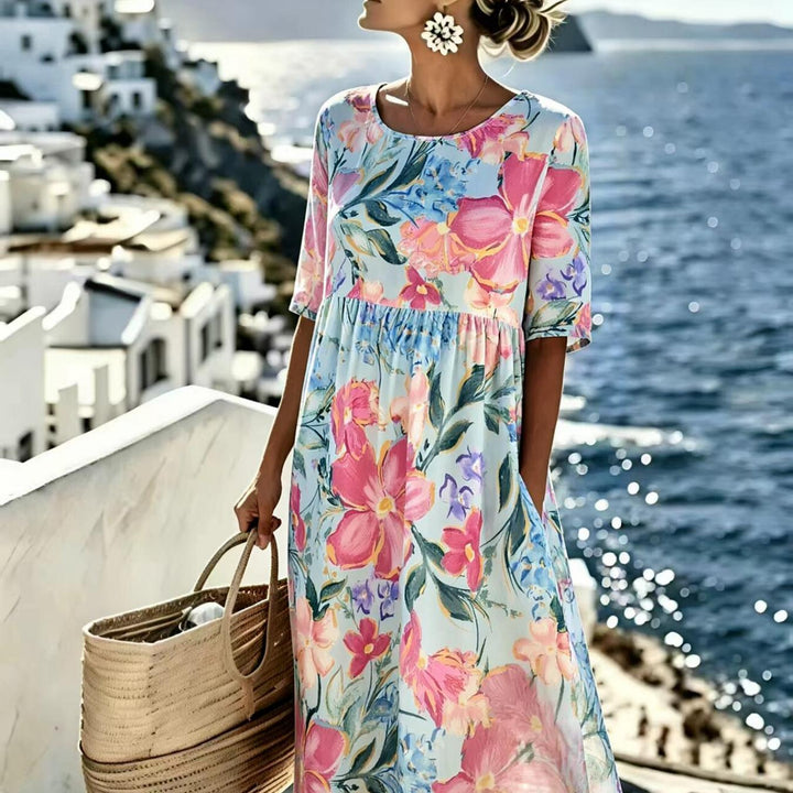 Evie™ - Elegant Floral Dress for Summer in Midi Length