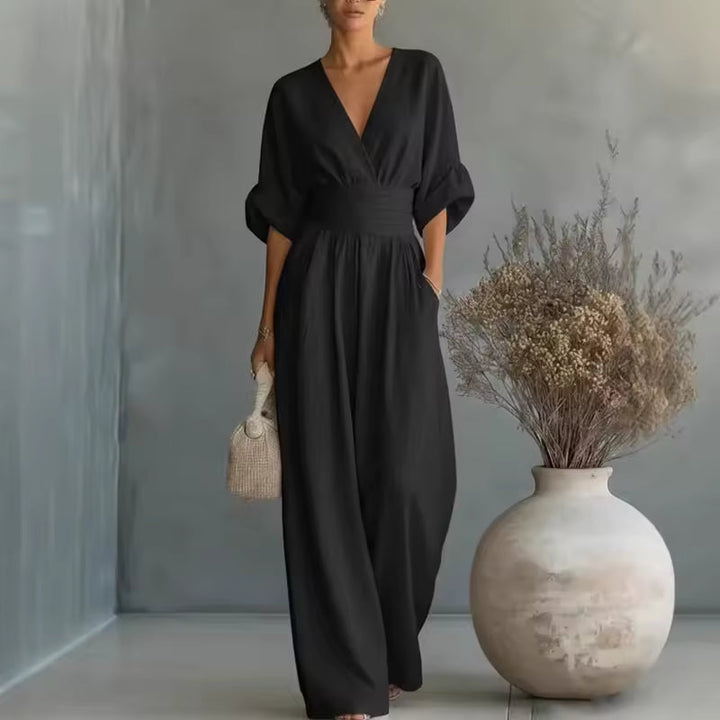 Georgina | Elegant Jumpsuit with Deep V-Neck and Wide Leg