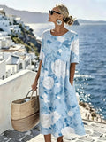 Skye™ | Elegant Floral Midi Dress for the Coast