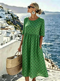 Harper™ | Emerald Green Polka Dot Midi Dress