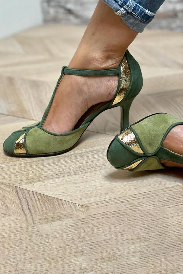 Carley™ - Patchwork T-Strap High Heels