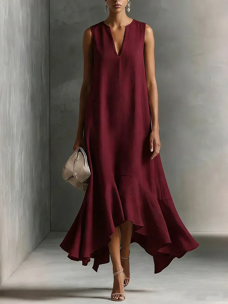 Astra - Sleeveless Maxi Dress with V-Neck