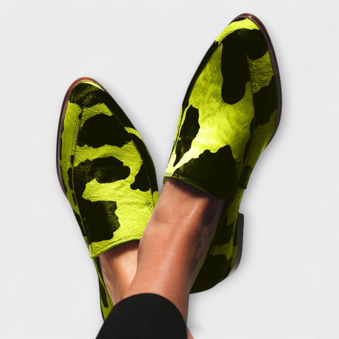 Serena - Cow Spot Statement Loafers