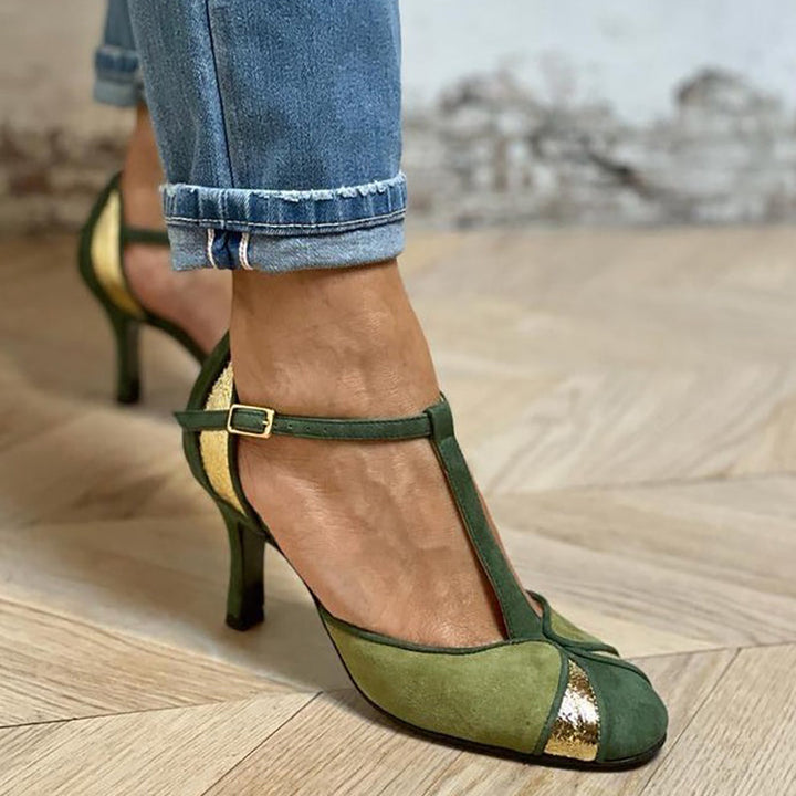 Carley™ - Patchwork T-Strap High Heels