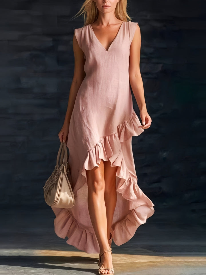 Sienna | Ruffled Shirt High-Low Boho Dress