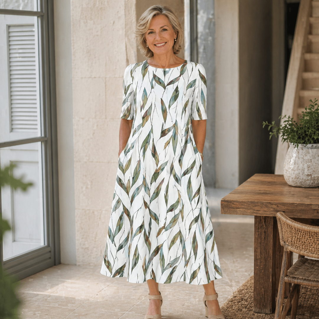 Sarah | Effortless Midi-Length Floral Dress