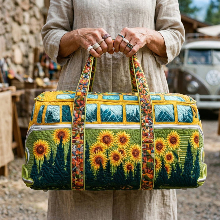 Quilted Travel Bag Hippie Sunflower