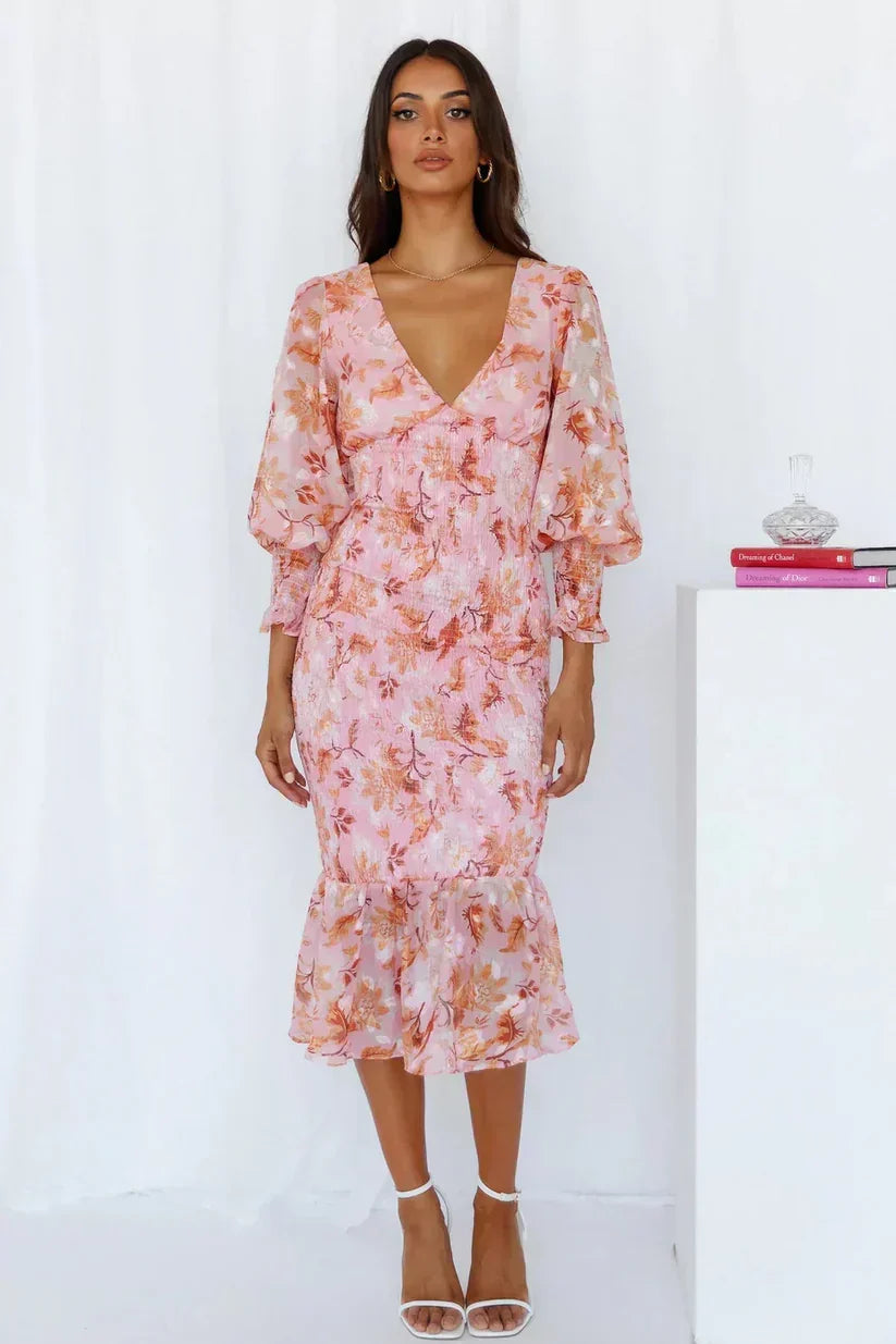 Miley - Midi Dress with Floral Pattern