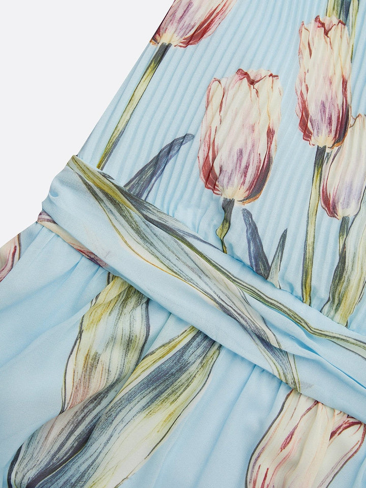 Nerea - Elegant Maxi Dress with Tulip Print and V-Neck
