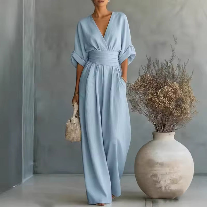 Georgina | Elegant Jumpsuit with Deep V-Neck and Wide Leg