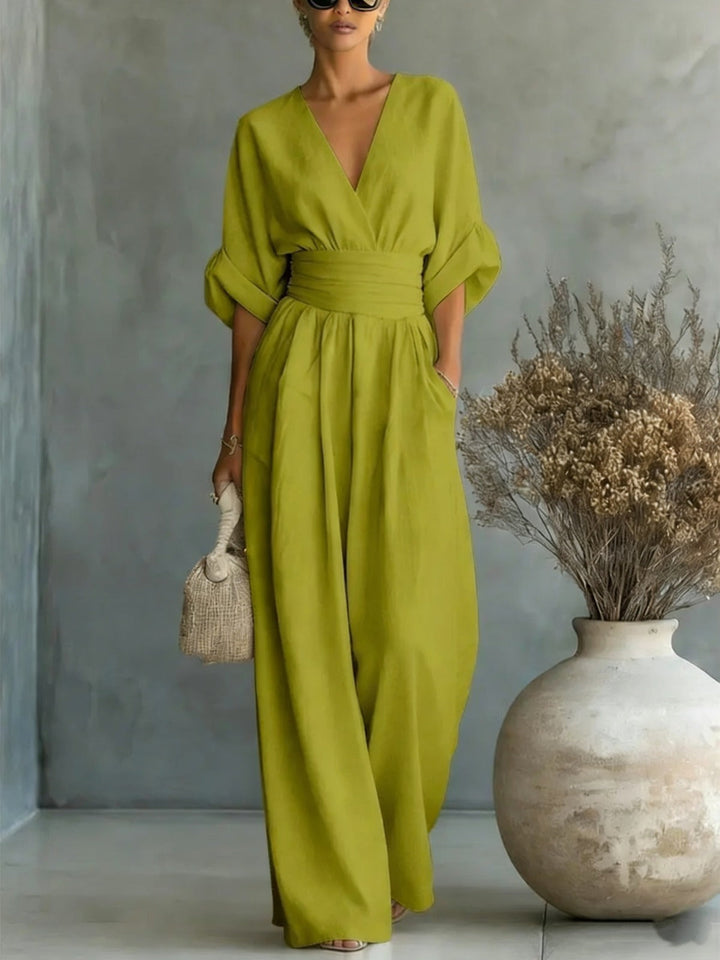 Georgina | Elegant Jumpsuit with Deep V-Neck and Wide Leg