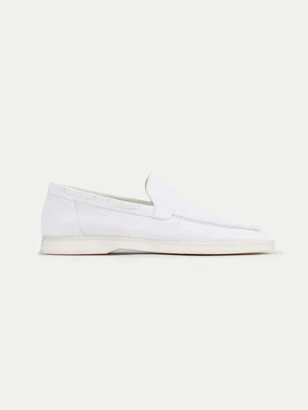 Classic Suede Loafer Pearl White