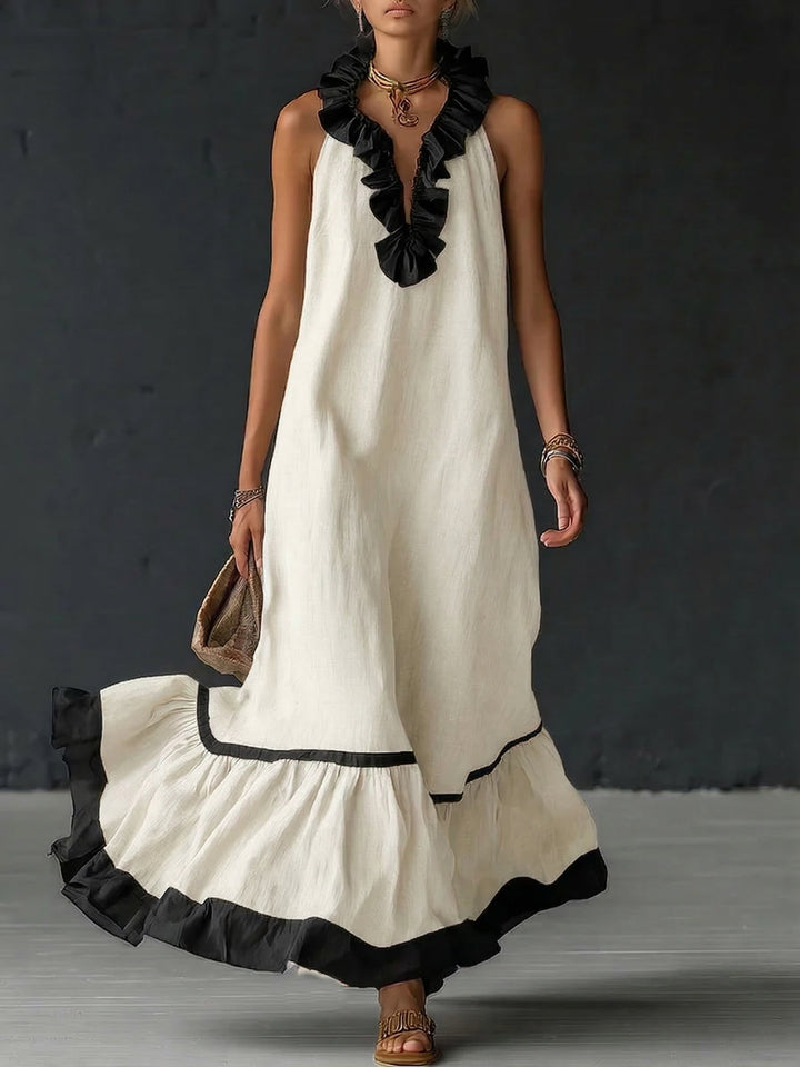 Celestine | Colour Block Ruffle Maxi Dress