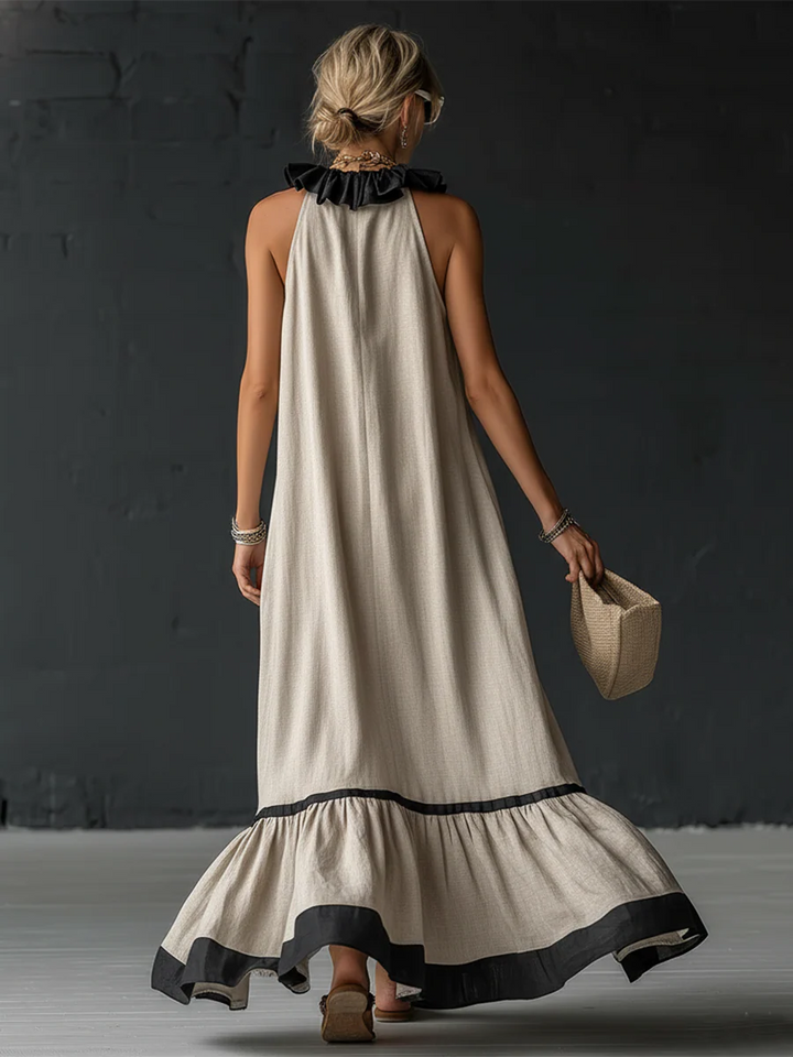 Celestine | Colour Block Ruffle Maxi Dress