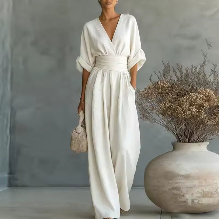 Georgina | Elegant Jumpsuit with Deep V-Neck and Wide Leg